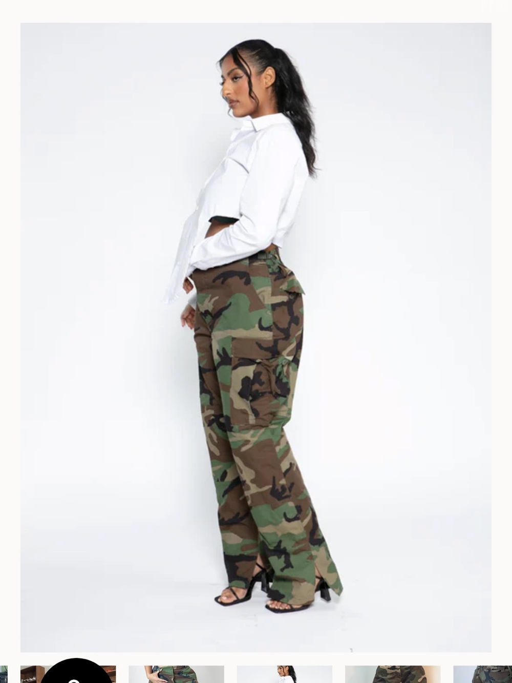 ShopBabes Camo Cargo Flare Pants - Green Camouflage size large. No offers.
